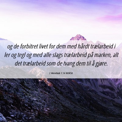 Picture 06 - 2 Mosebok 1:14 NORSK - og de forbitret livet for dem med hårdt - Bible Verse Picture