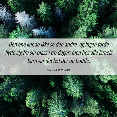 Picture 06 - 2 Mosebok 10:23 NORSK - Den ene kunde ikke se den andre, og ingen torde - Bible Verse Picture