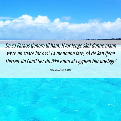 Picture 06 - 2 Mosebok 10:7 NORSK - Da sa Faraos tjenere til ham: Hvor lenge skal - Bible Verse Picture