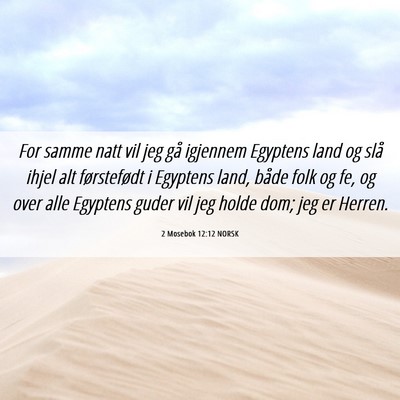 Picture 06 - 2 Mosebok 12:12 NORSK - For samme natt vil jeg gå igjennem Egyptens land - Bible Verse Picture