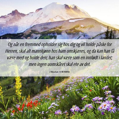 Picture 06 - 2 Mosebok 12:48 NORSK - Og når en fremmed opholder sig hos dig og vil - Bible Verse Picture