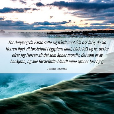 Picture 06 - 2 Mosebok 13:15 NORSK - For dengang da Farao satte sig hårdt imot å la - Bible Verse Picture