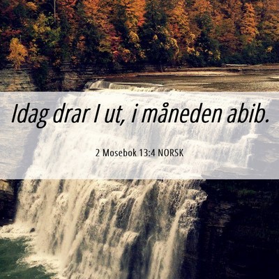 Picture 06 - 2 Mosebok 13:4 NORSK - Idag drar I ut, i måneden - Bible Verse Picture