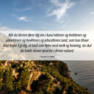 Picture 06 - 2 Mosebok 13:5 NORSK - Når da Herren fører dig inn i kana'nittenes og - Bible Verse Picture
