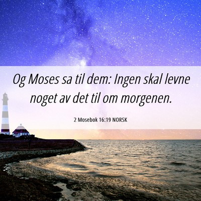 Picture 06 - 2 Mosebok 16:19 NORSK - Og Moses sa til dem: Ingen skal levne noget av - Bible Verse Picture