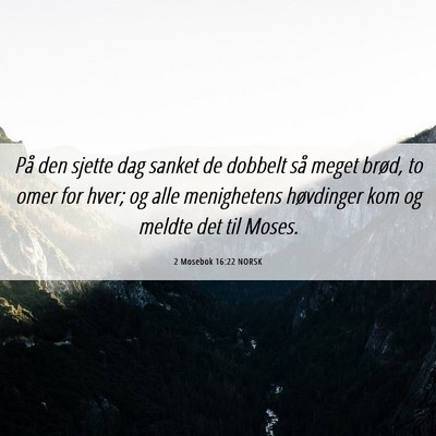 Picture 06 - 2 Mosebok 16:22 NORSK - På den sjette dag sanket de dobbelt så meget - Bible Verse Picture