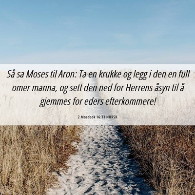 Picture 06 - 2 Mosebok 16:33 NORSK - Så sa Moses til Aron: Ta en krukke og legg i den - Bible Verse Picture