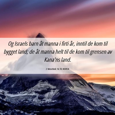 Picture 06 - 2 Mosebok 16:35 NORSK - Og Israels barn åt manna i firti år, inntil de - Bible Verse Picture