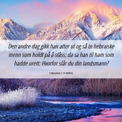 Picture 06 - 2 Mosebok 2:13 NORSK - Den andre dag gikk han atter ut og så to - Bible Verse Picture