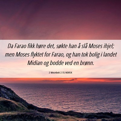 Picture 06 - 2 Mosebok 2:15 NORSK - Da Farao fikk høre det, søkte han å slå Moses - Bible Verse Picture
