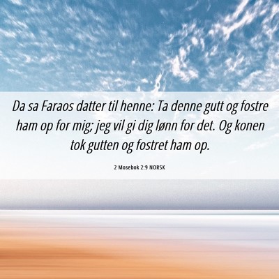 Picture 06 - 2 Mosebok 2:9 NORSK - Da sa Faraos datter til henne: Ta denne gutt og - Bible Verse Picture