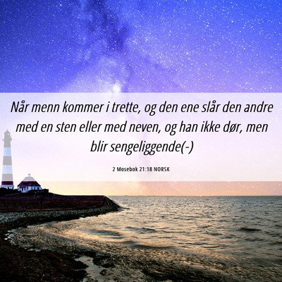Picture 06 - 2 Mosebok 21:18 NORSK - Når menn kommer i trette, og den ene slår den - Bible Verse Picture
