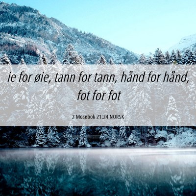Picture 06 - 2 Mosebok 21:24 NORSK - ie for øie, tann for tann, hånd for hånd, fot - Bible Verse Picture