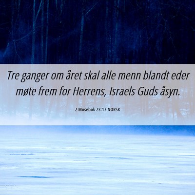 Picture 06 - 2 Mosebok 23:17 NORSK - Tre ganger om året skal alle menn blandt eder - Bible Verse Picture