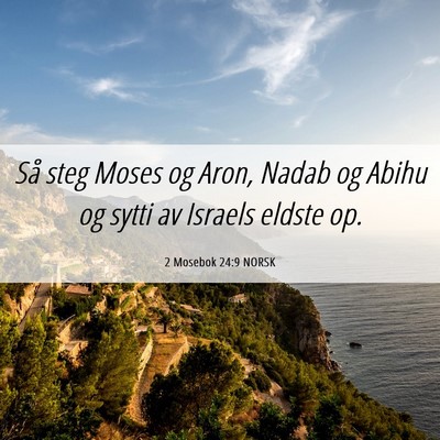 Picture 06 - 2 Mosebok 24:9 NORSK - Så steg Moses og Aron, Nadab og Abihu og sytti - Bible Verse Picture