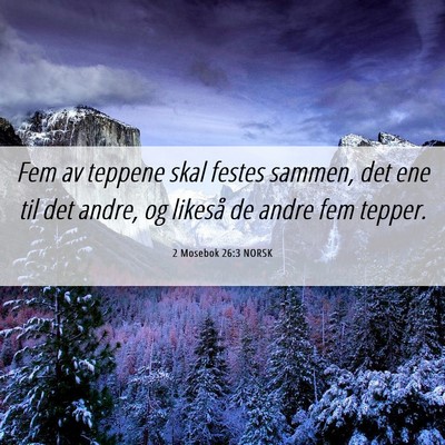 Picture 06 - 2 Mosebok 26:3 NORSK - Fem av teppene skal festes sammen, det ene til - Bible Verse Picture