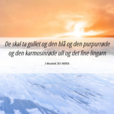 Picture 06 - 2 Mosebok 28:5 NORSK - De skal ta gullet og den blå og den purpurrøde - Bible Verse Picture