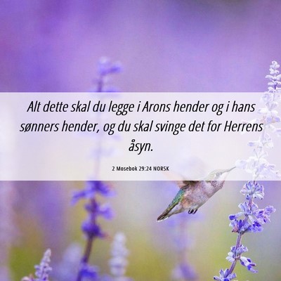 Picture 06 - 2 Mosebok 29:24 NORSK - Alt dette skal du legge i Arons hender og i hans - Bible Verse Picture