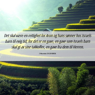 Picture 06 - 2 Mosebok 29:28 NORSK - Det skal være en rettighet for Aron og hans - Bible Verse Picture