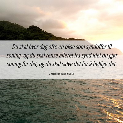 Picture 06 - 2 Mosebok 29:36 NORSK - Du skal hver dag ofre en okse som syndoffer til - Bible Verse Picture
