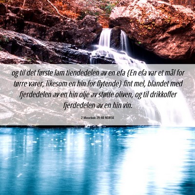 Picture 06 - 2 Mosebok 29:40 NORSK - og til det første lam tiendedelen av en efa {En - Bible Verse Picture