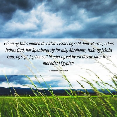 Picture 06 - 2 Mosebok 3:16 NORSK - Gå nu og kall sammen de eldste i Israel og si - Bible Verse Picture