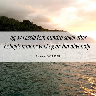 Picture 06 - 2 Mosebok 30:24 NORSK - og av kassia fem hundre sekel efter helligdommens - Bible Verse Picture