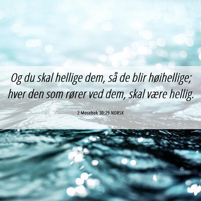 Picture 06 - 2 Mosebok 30:29 NORSK - Og du skal hellige dem, så de blir høihellige; - Bible Verse Picture