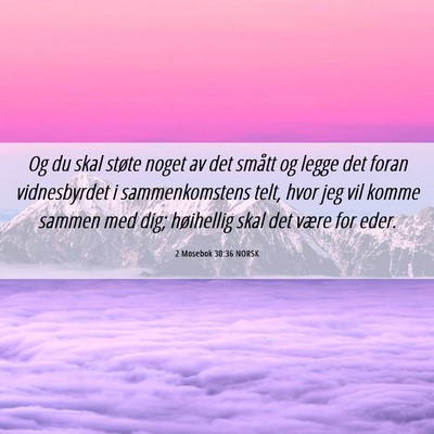 Picture 06 - 2 Mosebok 30:36 NORSK - Og du skal støte noget av det smått og legge - Bible Verse Picture