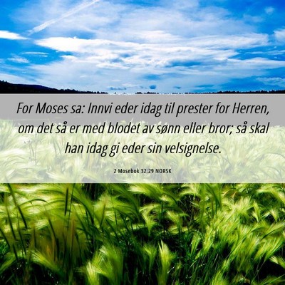 Picture 06 - 2 Mosebok 32:29 NORSK - For Moses sa: Innvi eder idag til prester for - Bible Verse Picture