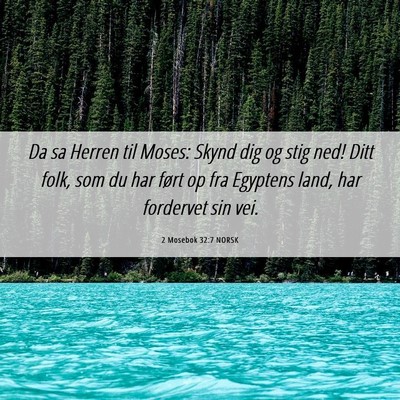 Picture 06 - 2 Mosebok 32:7 NORSK - Da sa Herren til Moses: Skynd dig og stig ned! - Bible Verse Picture
