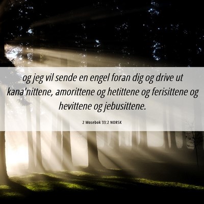 Picture 06 - 2 Mosebok 33:2 NORSK - og jeg vil sende en engel foran dig og drive ut - Bible Verse Picture