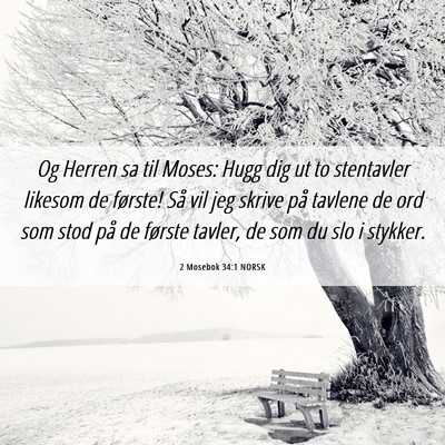 Picture 06 - 2 Mosebok 34:1 NORSK - Og Herren sa til Moses: Hugg dig ut to stentavler - Bible Verse Picture