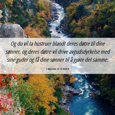 Picture 06 - 2 Mosebok 34:16 NORSK - Og du vil ta hustruer blandt deres døtre til - Bible Verse Picture