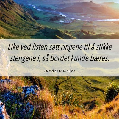 Picture 06 - 2 Mosebok 37:14 NORSK - Like ved listen satt ringene til å stikke - Bible Verse Picture