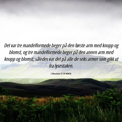 Picture 06 - 2 Mosebok 37:19 NORSK - Det var tre mandelformede beger på den første - Bible Verse Picture