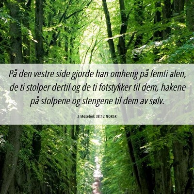 Picture 06 - 2 Mosebok 38:12 NORSK - På den vestre side gjorde han omheng på femti - Bible Verse Picture