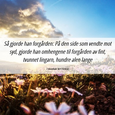 Picture 06 - 2 Mosebok 38:9 NORSK - Så gjorde han forgården: På den side som - Bible Verse Picture