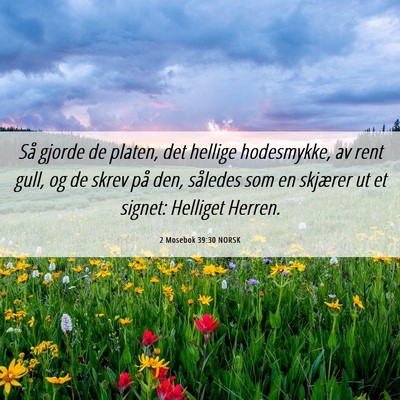 Picture 06 - 2 Mosebok 39:30 NORSK - Så gjorde de platen, det hellige hodesmykke, av - Bible Verse Picture
