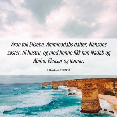 Picture 06 - 2 Mosebok 6:23 NORSK - Aron tok Eliseba, Amminadabs datter, Nahsons - Bible Verse Picture