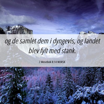 Picture 06 - 2 Mosebok 8:14 NORSK - og de samlet dem i dyngevis, og landet blev fylt - Bible Verse Picture