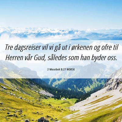 Picture 06 - 2 Mosebok 8:27 NORSK - Tre dagsreiser vil vi gå ut i ørkenen og ofre - Bible Verse Picture