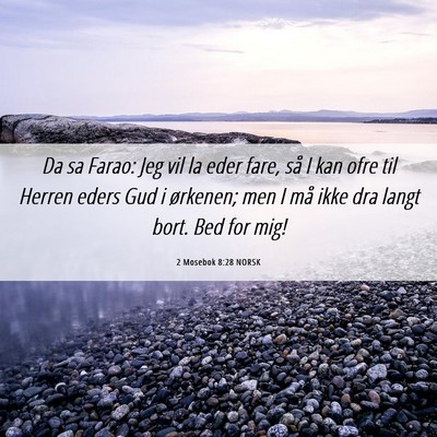 Picture 06 - 2 Mosebok 8:28 NORSK - Da sa Farao: Jeg vil la eder fare, så I kan ofre - Bible Verse Picture