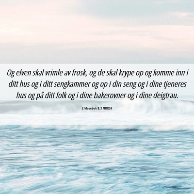 Picture 06 - 2 Mosebok 8:3 NORSK - Og elven skal vrimle av frosk, og de skal krype - Bible Verse Picture