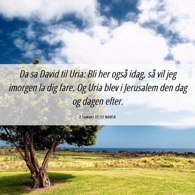 Picture 06 - 2 Samuel 11:12 NORSK - Da sa David til Uria: Bli her også idag, så vil - Bible Verse Picture