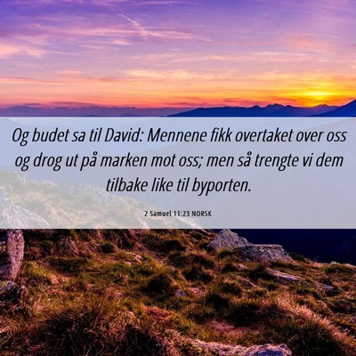 Picture 06 - 2 Samuel 11:23 NORSK - Og budet sa til David: Mennene fikk overtaket - Bible Verse Picture