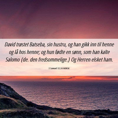 Picture 06 - 2 Samuel 12:24 NORSK - David trøstet Batseba, sin hustru, og han gikk - Bible Verse Picture
