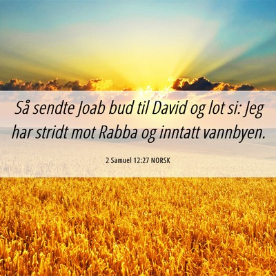 Picture 06 - 2 Samuel 12:27 NORSK - Så sendte Joab bud til David og lot si: Jeg har - Bible Verse Picture