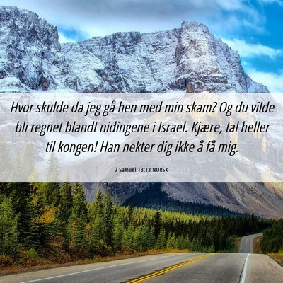 Picture 06 - 2 Samuel 13:13 NORSK - Hvor skulde da jeg gå hen med min skam? Og du - Bible Verse Picture