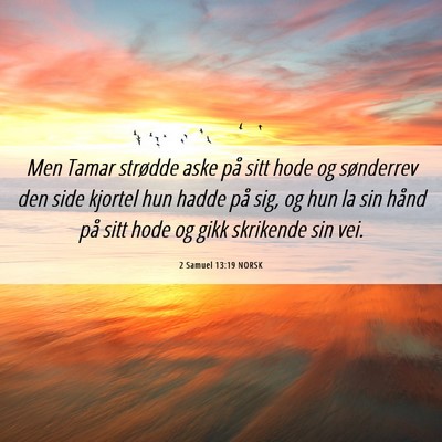 Picture 06 - 2 Samuel 13:19 NORSK - Men Tamar strødde aske på sitt hode og - Bible Verse Picture